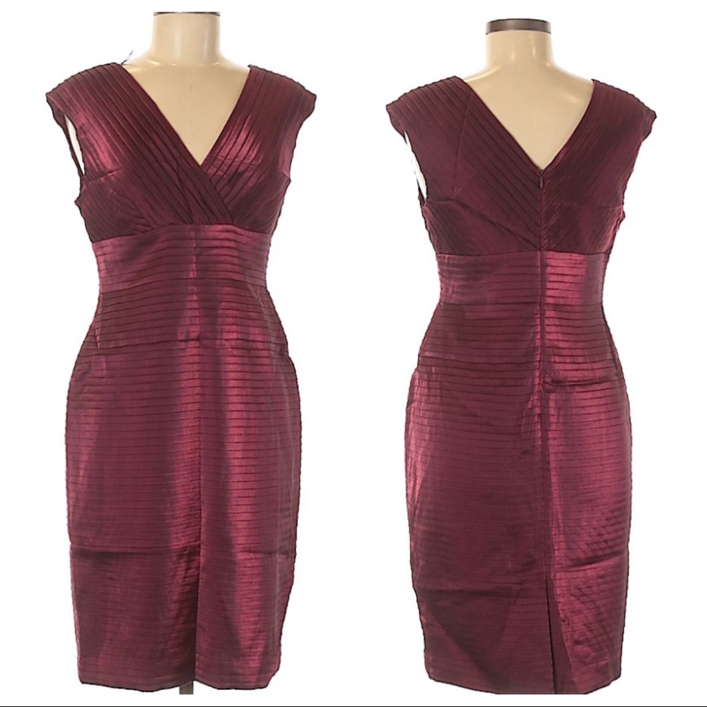 Shimmer Shutter Pleated Vneck Midi Dress
